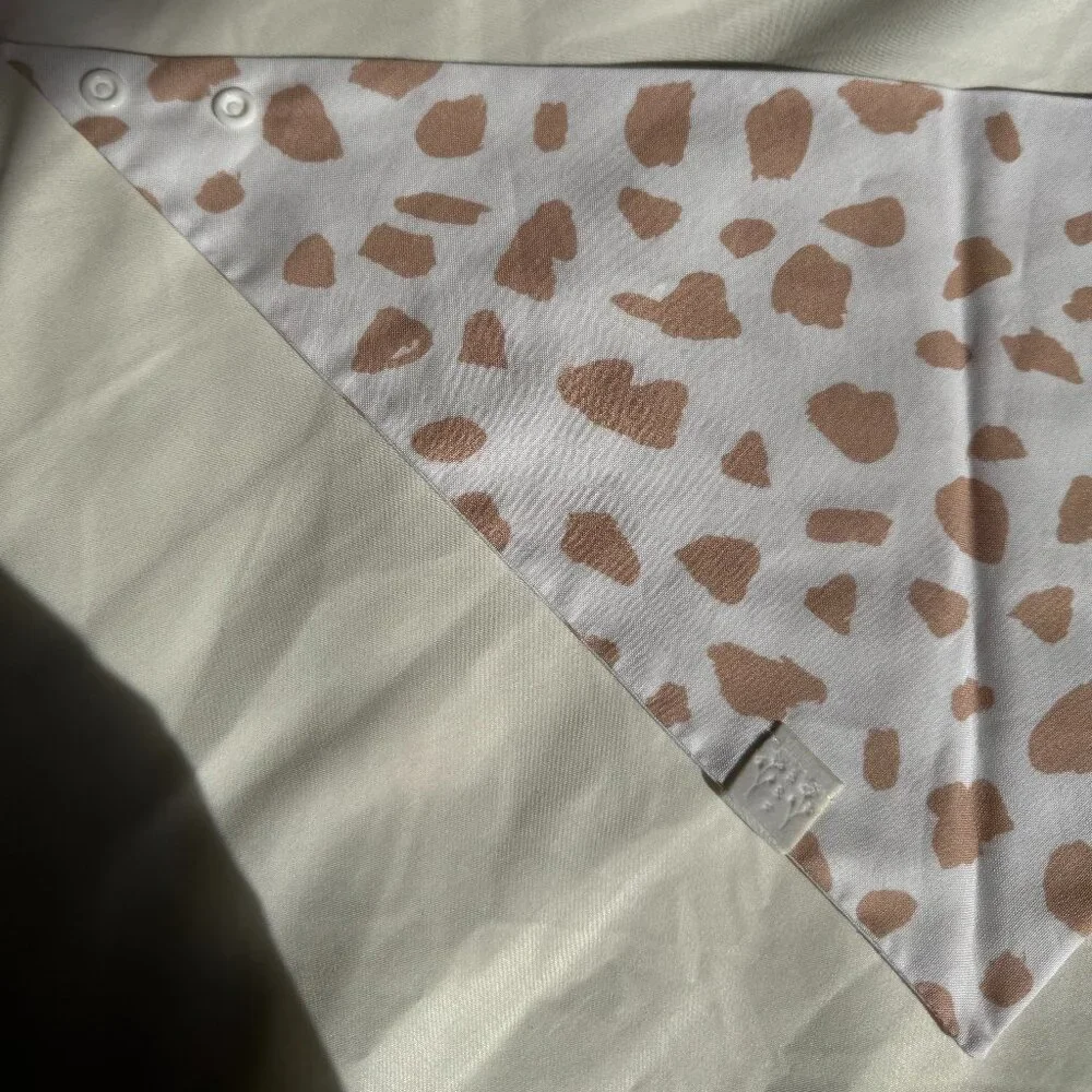 NWT Blush & Fluff Strawberry Cow Print Dog Bandana, White and Pink, Size M